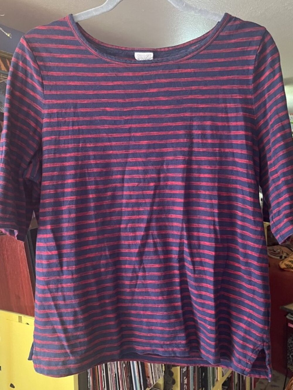 Toast Half Sleeve Striped Tee Large GUC Cotton